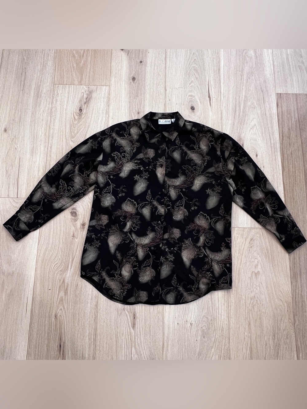 Vintage Le Caviar Black Floral Paisley Blouse | Size Medium
